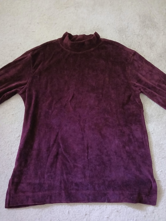 Pact Tops - Pact Organic Velvet Plush Deep Red Mock Turtleneck Medium